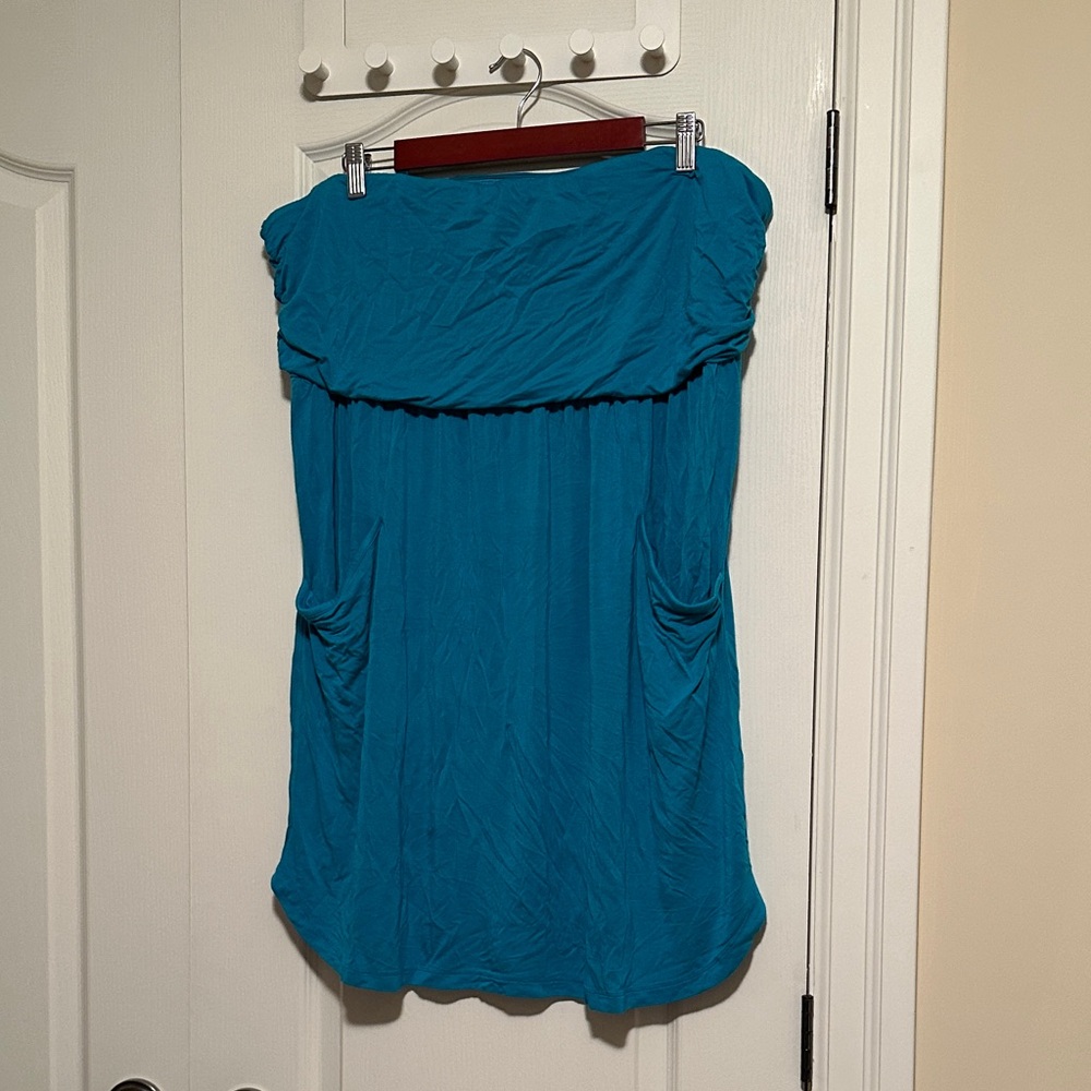 Strapless Turquoise Sun Coverup Dress